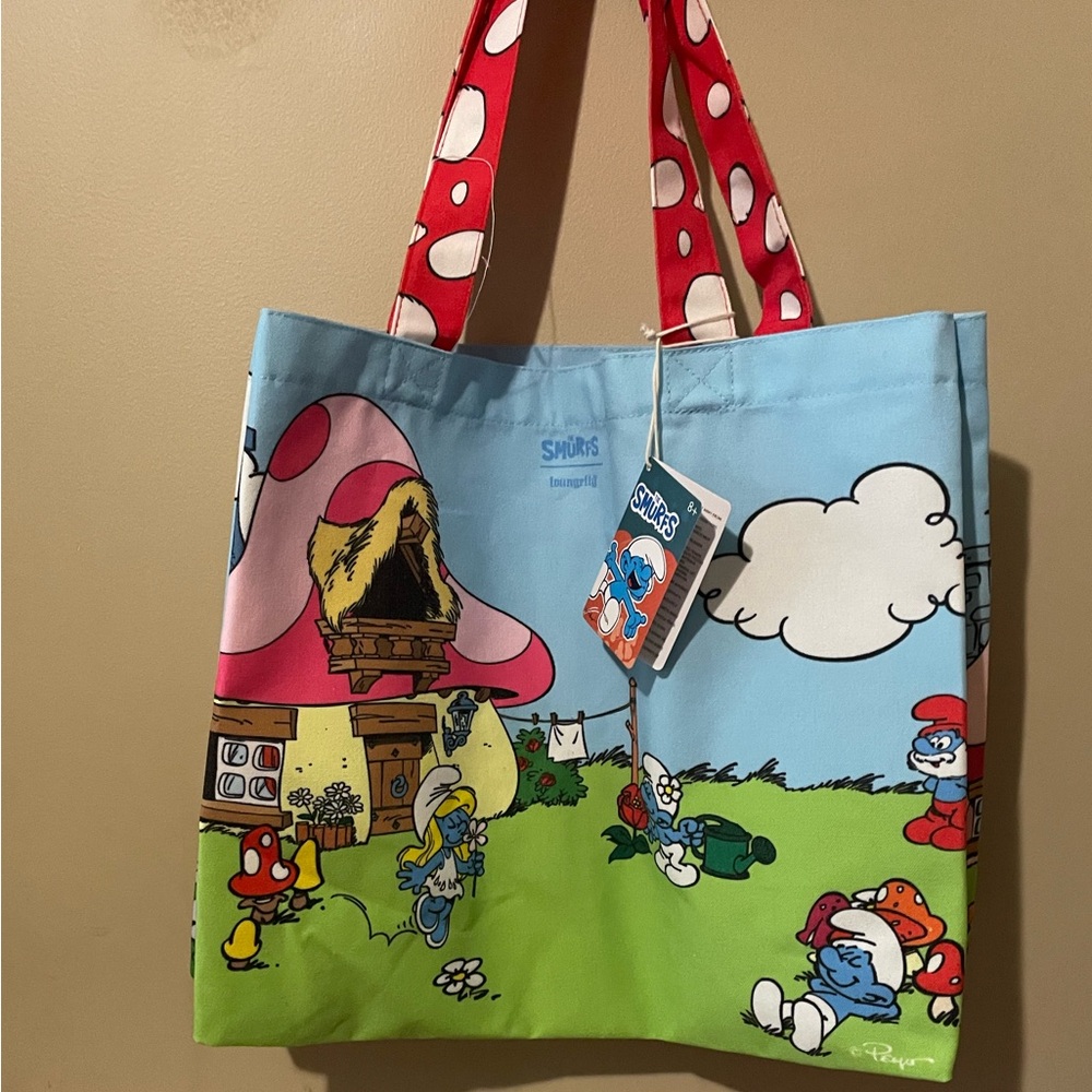 Easter Sale! Loungefly The Smurfs™ Village Life Canvas Tote Bag new with tags